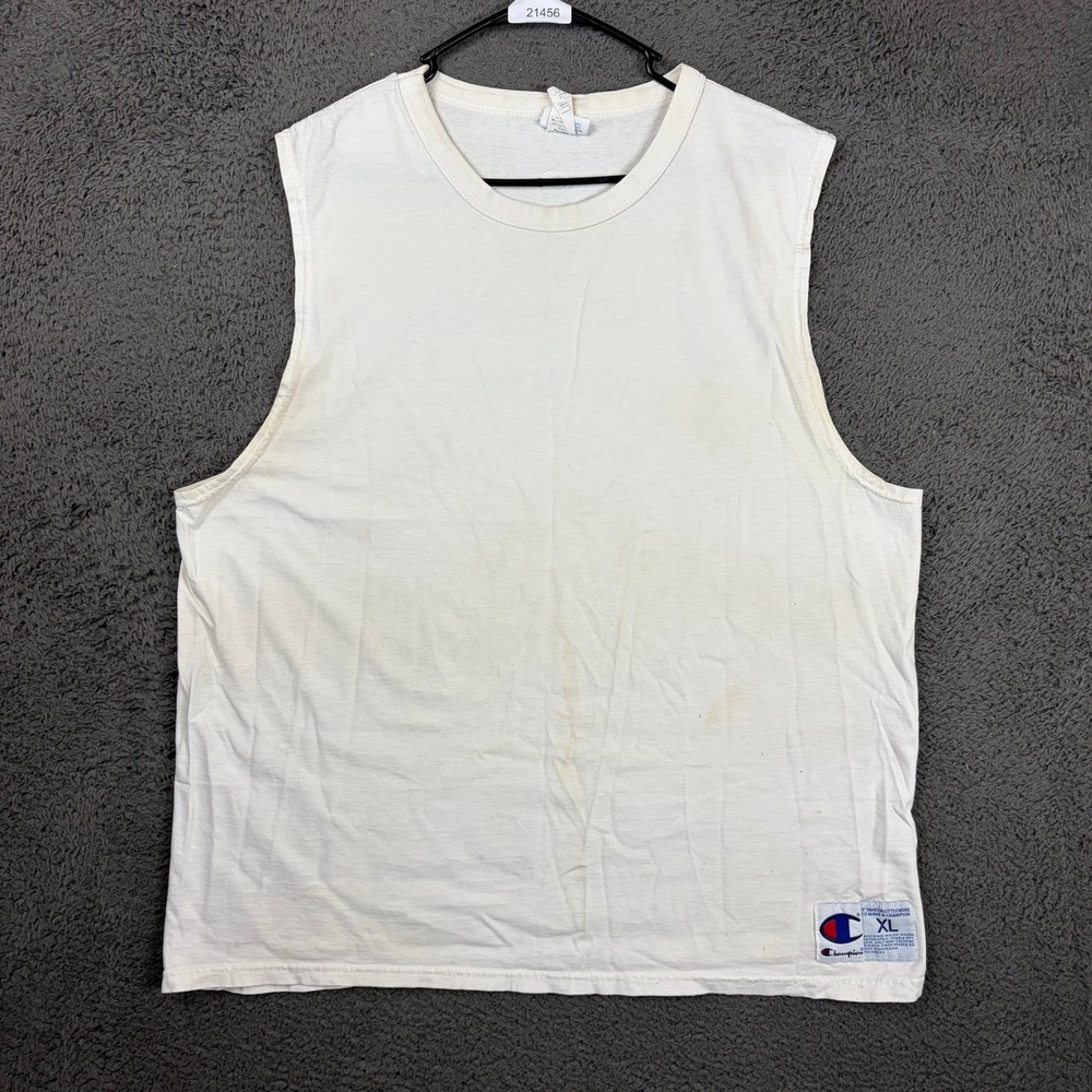 Champion Mens Sleeveless Tee White Cotton XL Vintage March Madness 2000